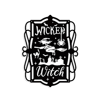 Iron Wall Art Decorations, for Front Porch, Living Room, Kitchen, Matte Style, Witch Pattern, 286x221x1mm