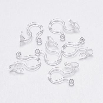 Plastic Clip-on Earring Findings, Clear, 11x9x3.5mm, Hole: 0.5mm