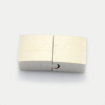 Rectangle 304 Stainless Steel Matte Magnetic Bracelet Clasps,  with Glue-in Ends, Stainless Steel Color, 23.5x12x5mm, Hole: 3x10mm