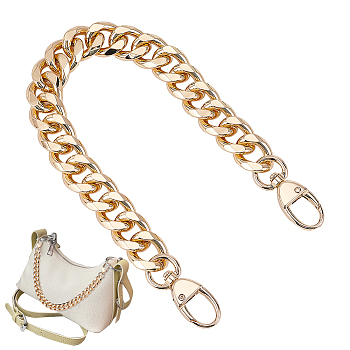 Aluminum Curban Chain Bag Handles, with Alloy Swivel Clasps, for Bag Replacement Accessories, Golden, 36cm