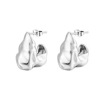 304 Stainless Steel Nugget Stud Earrings, Half Hoop Earrings, Stainless Steel Color, No Size