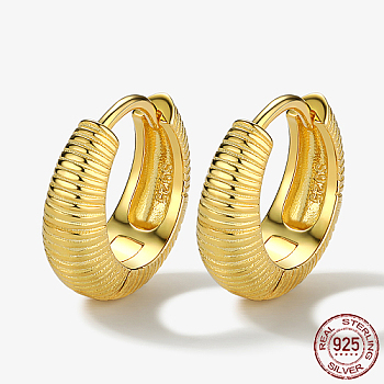 925 Sterling Silver Hoop Earrings, Ring, with 925 Stamp, Real 18K Gold Plated, 14mm