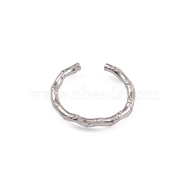 304 Stainless Steel Rattan Open Cuff Rings for Women(RJEW-G285-03P)-2