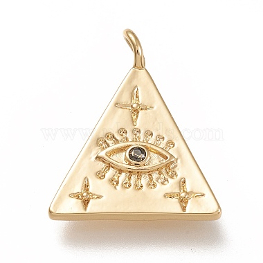 Real 18K Gold Plated Black Triangle Brass+Cubic Zirconia Pendants