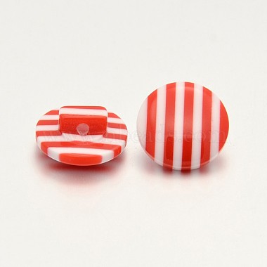 24L(15mm) Red Flat Round Resin 1-Hole Button