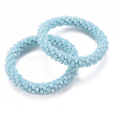 AB Color Plated Faceted Opaque Glass Beads Stretch Bracelets(BJEW-S144-003D)-2