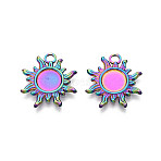 201 Stainless Steel Pendants, Sun Charm, Rainbow Color, 20.5x19x2mm, Hole: 2.5~2.8mm(STAS-N098-140M)