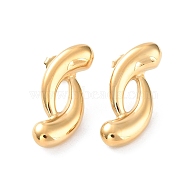 304 Stainless Steel Stud Earrings, Real 14K Gold Plated, 32x15mm(EJEW-H115-32G)