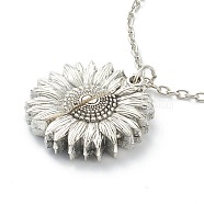 Openable Alloy Pendant Necklaces, with Cable Chains, Sunflower with Word You Are My Sunshine, Antique Silver, 20.08 inch(51cm)(NJEW-M186-02ASP)