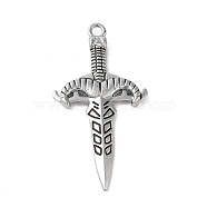 Alloy Enamel Big Pendants, Sword Charm, Antique Silver, 55x28.5x4mm, Hole: 2.5mm(FIND-A042-28A-AS)