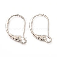 Brass Leverback Earring Findings, with Loop, Real Platinum Plated, 16x12x2mm, Hole: 1.5mm, Pin: 0.5mm(KK-F828-03P)