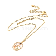Colorful Cubic Zirconia Constellation Pendant Necklace, Golden 304 Stainless Steel Jewelry for Women, Virgo, 15.75 inch(40cm)(NJEW-H166-01I)