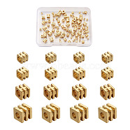 Brass Spacer Beads, Long-lasting Plated, Grooved Cube, Golden, 100pcs/box(KK-PJ0001-12G)