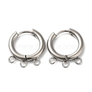 304 Stainless Steel Huggie Hoop Earring Findings, with 316 Surgical Stainless Steel Pin & 3-hole Loops, Stainless Steel Color, 16.5x16.5x2.5mm, Hole: 1.6~1.8mm(STAS-M320-01P)