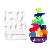 DIY Dinosaur Silicone Molds, for Children's Toys Making, Resin Casting Molds, For UV Resin, Epoxy Resin Craft Making, White, 196x145x16mm, Hole: 3mm, Inner Diameter: 28.5~65x19~101mm(DIY-C033-01)