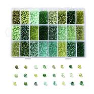 288G 24 Colors Glass Seed Beads, Round, Mixed Color, 6/0, 4~5x2.5~4.5mm, Hole: 1.2~1.5mm, 12g/color(SEED-JQ0005-01D-4mm)