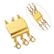 Zinc Alloy Box Magnetic Clasps Converter, Multi-Strand Clasps, Necklace Layering Clasps, Cadmium Free & Lead Free, Rectangle, Light Gold, 34x18x4mm(PALLOY-C159-02LG)