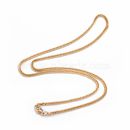 304 Stainless Steel Curb Chain Necklaces, with Lobster Claw Clasps, Golden, 19.7 inch(50cm), 2.5mm(NJEW-P147-03G)