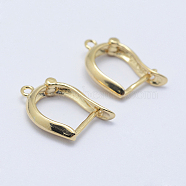 Brass Hoop Earring Findings with Latch Back Closure, Long-Lasting Plated, Real 18K Gold Plated, Nickel Free, 16.5x11x3mm, Hole: 1mm, Pin: 1mm(KK-F728-09G-NF)