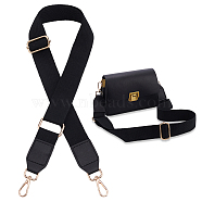 Cotton Adjustable Webbing Bag Straps, with Iron Swivel Clasp, Black, 80~130x3.8cm(PURS-WH0005-72LG-02)