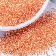 MIYUKI Round Rocailles Beads, Japanese Seed Beads, 15/0, (RR236) Orange Lined Crystal, 1.5mm, Hole: 0.7mm, about 5555pcs/10g(X-SEED-G009-RR0236)
