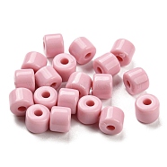 Opaque Acrylic Beads, Column, Pink, 6.5x5mm, Hole: 2mm, about 3000pcs/500g(OACR-B013-25C)