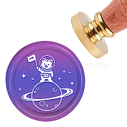 Brass Wax Seal Stamp with Handle, for DIY Scrapbooking, Cat Pattern, 3.5x1.18 inch(8.9x3cm)(AJEW-WH0184-0314)