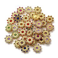 Acrylic Rhinetsone Cabochons, with ABS Plastic, Flat Back, Flower, Mixed Color, 14.5x14.5x4.5mm(FIND-C054-04G)