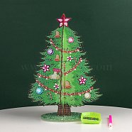 DIY Christmas Tree Display Decor Diamond Painting Kits, Including Plastic Board, Resin Rhinestones, Pen, Tray Plate and Glue Clay, Sea Green, 265x195mm(XMAS-PW0001-105A)
