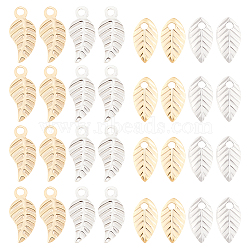 120Pcs 4 Style Brass Charms, Long-Lasting Plated, Leaf, Mixed Color, 7~9x4x0.2~1mm, Hole: 1mm, 30pcs/style(KK-DC0001-17)