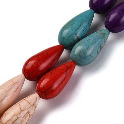 Synthetic Turquoise Beads Strands, Dyed, Teardrop, Mixed Color, 25x12mm, Hole: 1mm, about 272pcs/1000g(G-C147-23B)