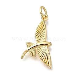 Rack Plating Brass Pendants, Cadmium Free & Lead Free, Long-Lasting Plated, Bird Charms, with Jump Ring, Real 18K Gold Plated, 21.5x11.5x2mm, Hole: 3mm(KK-I720-34G)