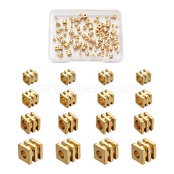 Brass Spacer Beads, Long-lasting Plated, Grooved Cube, Golden, 100pcs/box(KK-PJ0001-12G)