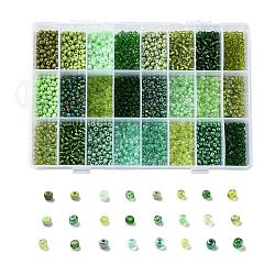 288G 24 Colors Glass Seed Beads, Round, Mixed Color, 6/0, 4~5x2.5~4.5mm, Hole: 1.2~1.5mm, 12g/color(SEED-JQ0005-01D-4mm)