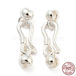 925 Sterling Silver S-Hook Clasps, Silver, Clasp: 12.5x6x2mm, Bead: 6.5x4.5x4mm, Hole: 1.8mm, Inner Diameter: 3.5mm.(STER-Q191-07A-S)