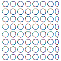 80Pcs 304 Stainless Steel Open Jump Rings, Round Ring, Rainbow Color, 18 Gauge, 10x1mm, Inner Diameter: 7mm(STAS-UN0044-90)