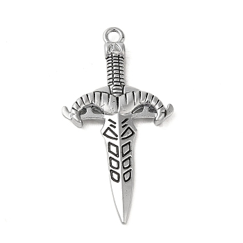 Alloy Enamel Big Pendants, Sword Charm, Antique Silver, 55x28.5x4mm, Hole: 2.5mm