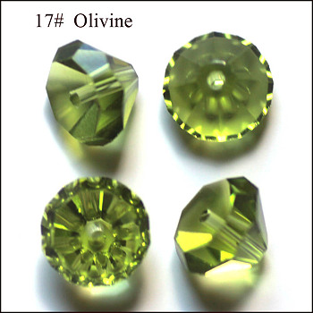 Imitation Austrian Crystal Beads, Grade AAA, Faceted, Diamond, Yellow Green, 6x4mm, Hole: 0.7~0.9mm