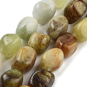 Natural Xiuyan Jade Beads Strands, Nuggets, Tumbled Stone, 6~21x14~18x9.5~14mm, Hole: 0.8mm, about 22~23pcs/strand, 15.75''~16.14''(40~41cm)
