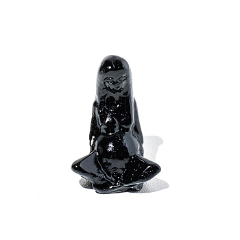 Natural Obsidian Statue Ornaments, for Home Display Decorations, Earth Mother Goddess, 37mm