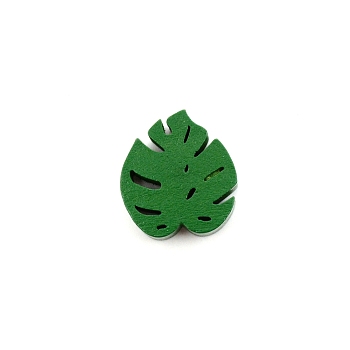 Dyed Wood Beads, Monstera Leaf, Green, 30x27.5x7.5mm, Hole: 5.5mm
