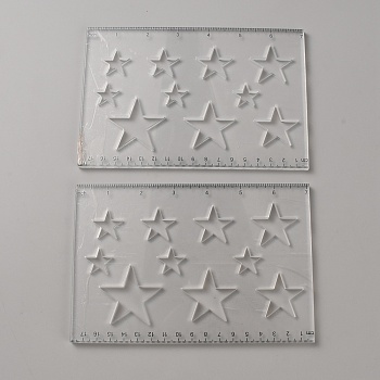Transparent Acrylic Router Template, Rectangle with Star, Clear, 120x180x5mm, about 2pcs/set