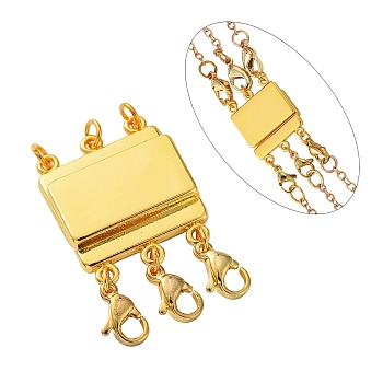 Zinc Alloy Box Magnetic Clasps Converter, Multi-Strand Clasps, Necklace Layering Clasps, Cadmium Free & Lead Free, Rectangle, Light Gold, 34x18x4mm