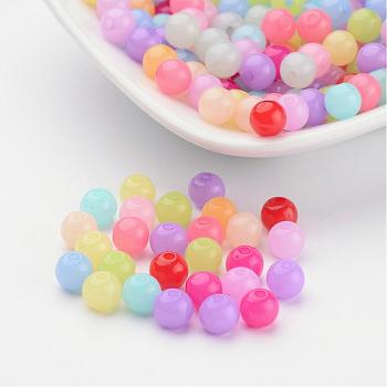 Mixed Color Imitation Jelly Acrylic Round Beads, 6mm, Hole: 1.5mm