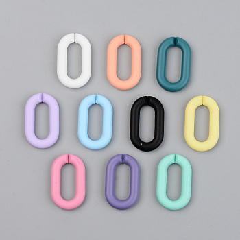 Opaque Spray Painted Acrylic Linking Rings, Quick Link Connectors, for Cable Chains Making, Unwelded, Oval, Mixed Color, 27x16.5x4.5mm, Inner Diameter: 18x7.5mm