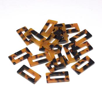 Cellulose Acetate(Resin) Links connectors, Rectangle, Goldenrod, 30x15.5x2.5mm, Hole: 1.5mm