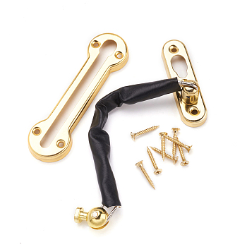 Stainless Steel Swing Bar Door Lock, Anti-Theft Clasp Back Locking Accessories, Light Gold, 128x35x8.5mm, Hole: 4mm