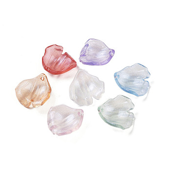 Transparent Acrylic Beads, with Giltter Powder, Leaf, Mixed Color, 21x21.5x8mm, Hole: 1.8mm