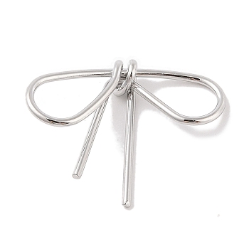 Non-Tarnish 304 Stainless Steel Connector Charms, Bowknot, Stainless Steel Color, 32.5x41.5x7.5mm, Hole: 10x17mm