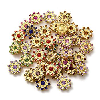 Acrylic Rhinetsone Cabochons, with ABS Plastic, Flat Back, Flower, Mixed Color, 14.5x14.5x4.5mm